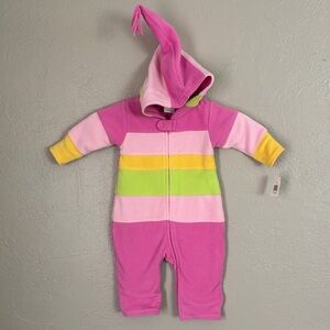 Vintage OshKosh B’gosh Hooded Fleece Baby Girls Winter Snowsuit 6-9 Months Pink